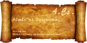 Almási Csinszka névjegykártya